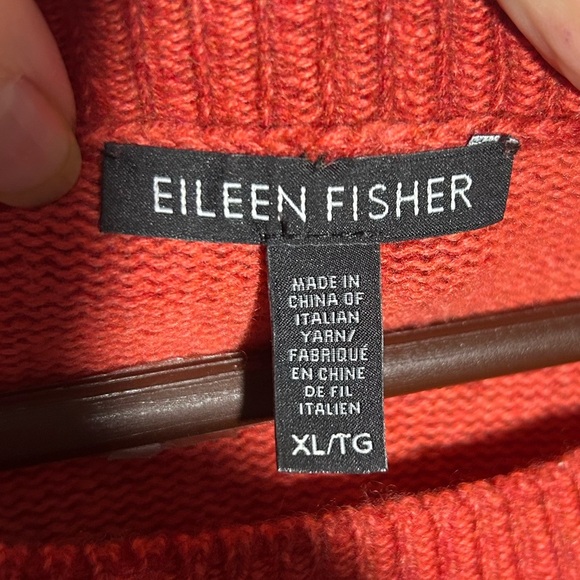 Eileen Fisher Womens Cashmere Wool Sweater Size XL Red Orange Crewneck Soft - Picture 6 of 11